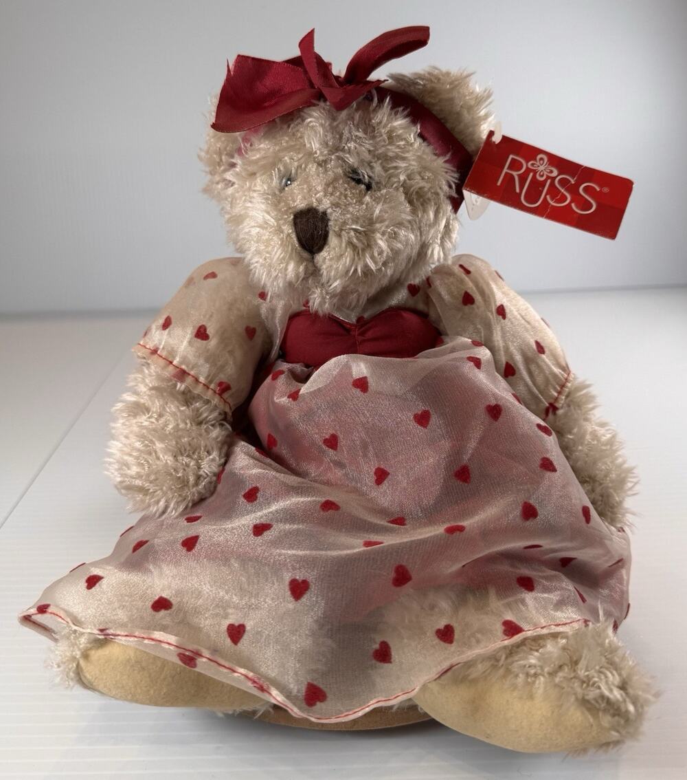 Vtg Russ Berrie Claudette Teddy Bear Thoughts of Love Valentine Plush Heart